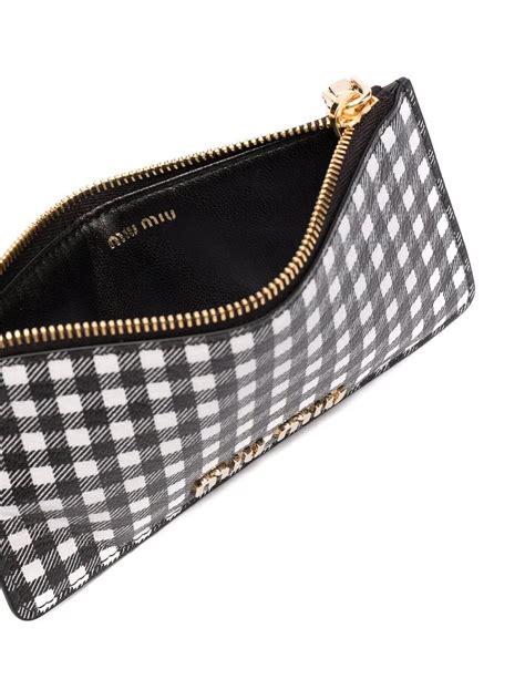 miu miu gingham wallet|farfetch miu miou wallet.